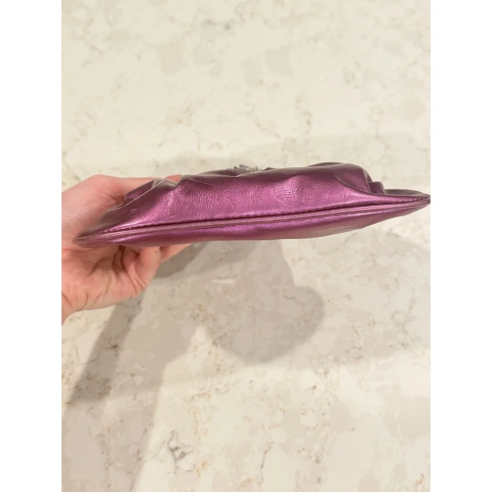 Metallic‎ Purple Rhinestone Floral Kiss Lock Evening Clutch Bag Handheld Purse